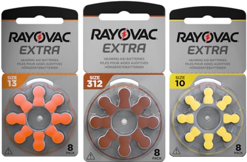 80 x RAYOVAC Extra Hörgerätebatterien Typ 312 - PR41 - Farbcode braun – 1,45 Volt - 80 Stück (10 x 8 Batterien)