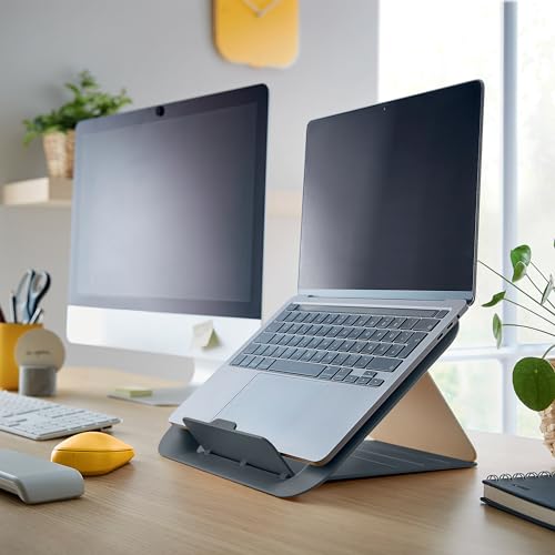Leitz Ergo Set Active exercise ball, 55 cm, anti-roll function, fabric cover + Leitz height-adjustable laptop stand, notebook stand with 4 heights for 13"-15" notebooks, 65410089 + 64260089