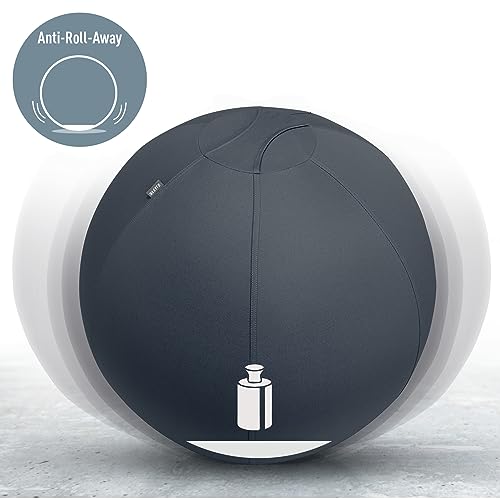 Leitz Ergo Set Active exercise ball, 55 cm, anti-roll function, fabric cover + Leitz height-adjustable laptop stand, notebook stand with 4 heights for 13"-15" notebooks, 65410089 + 64260089