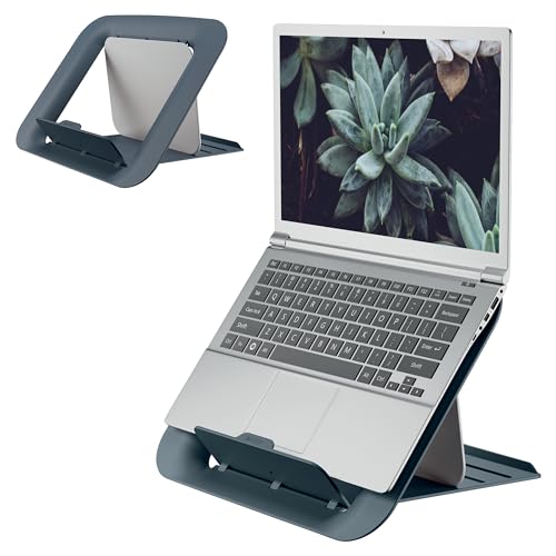 Leitz Ergo Set Active exercise ball, 55 cm, anti-roll function, fabric cover + Leitz height-adjustable laptop stand, notebook stand with 4 heights for 13"-15" notebooks, 65410089 + 64260089