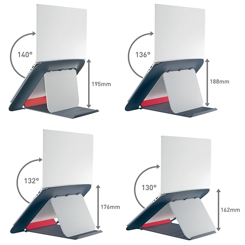 Leitz Ergo Set Active exercise ball, 55 cm, anti-roll function, fabric cover + Leitz height-adjustable laptop stand, notebook stand with 4 heights for 13"-15" notebooks, 65410089 + 64260089