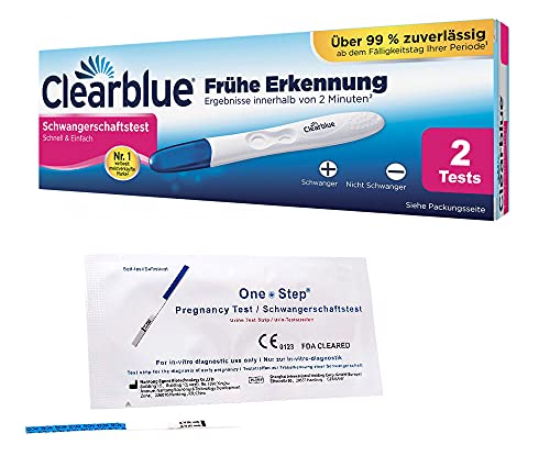 5 x One+Step ultraempfindlicher Schwangerschaftstest Frühtest + 2 x Clearblue Schwangerschaftstests Frühe Erkennung