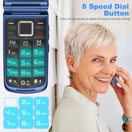 4G Klapphandy Seniorenhandy mit Großen Tasten Handy, Dual-SIM Flip Mobiltelefon mit Ladestation | SOS Notruffunktion | Kurzwahl | Taschenlampe | FM-Radio | 2,4+1.77 Zoll Dual Farbdisplay | Blau