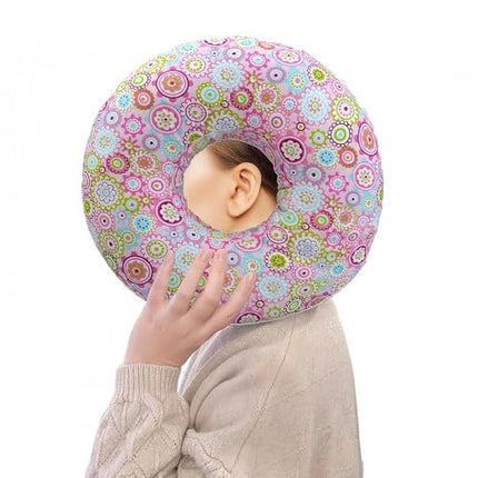 Elitecran Donut Pillow with Hole, Piercing Pillow for Side Sleepers, Piercing Pillow Ear Pillow Round, Donut Pillow Against Earache, Round Cotton Piercing Pillow