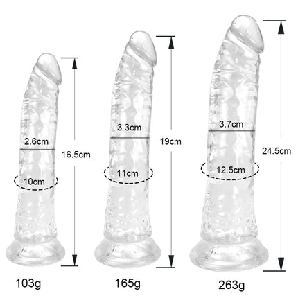 Clear Dildo Set with Suction Cup - Realistic Anal Dildos for Men in 3 Sizes (Small, Large, Giant) - Perfect for Beginners to Advanced Users
