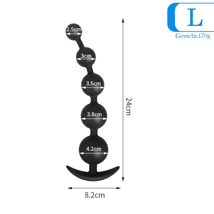 BDSMAGE Silicone Anal Beads Butt Plug with 5 Balls, Anal Plug Anal Chain with Anal Beads for Men and Women, Extra Long Anal Dildo Anal Hook Anus Masturbator Sex Toy (L)