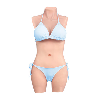 Minaky Silicone Breast Forms 3-Point Bodysuit Realistic Breast Plate with Catheter for Transgender Crossdresser-Insertable Version C Cup, Ivory