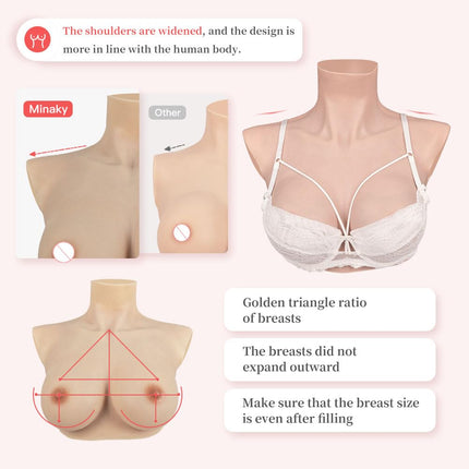 Minaky 9G Silicone Breast Forms Fake Boobs Crossdressing Realistic Breast Forms for Crossdresser Drag Queen Transgender Mastectomy Perfect Bounce & Jiggle, B Cup, Ivory White