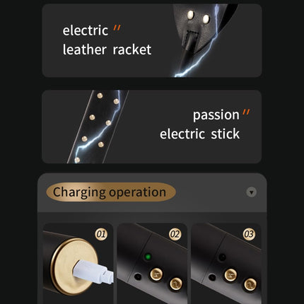Guspiun Electro Stimulation Sex Paddle BDSM Bondage Fetish Leather Whip Adult Electro Shock Flogger Sex Toy Couples Torture Device Electric Whip SM Erotic Sex Games (B)