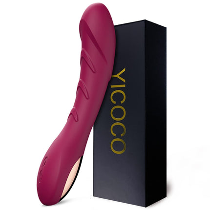 Silicone G-spot vibrator sex toy vibrators for her clitoris quiet, realistic dildo anal vibrator for women and couples with 12 vibration modes (red wine)