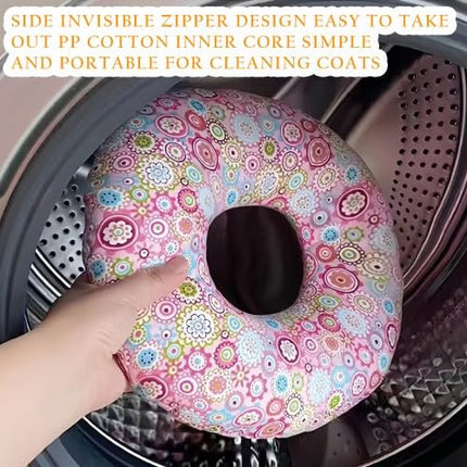 Elitecran Donut Pillow with Hole, Piercing Pillow for Side Sleepers, Piercing Pillow Ear Pillow Round, Donut Pillow Against Earache, Round Cotton Piercing Pillow