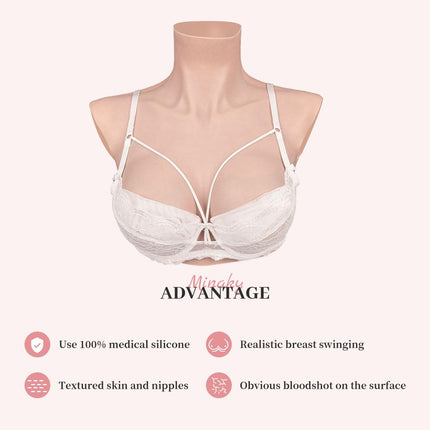 Minaky 9G Silicone Breast Forms Fake Boobs Crossdressing Realistic Breast Forms for Crossdresser Drag Queen Transgender Mastectomy Perfect Bounce & Jiggle, B Cup, Ivory White