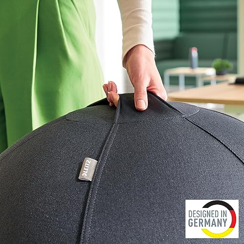 Leitz Ergo Set Active exercise ball, 55 cm, anti-roll function, fabric cover + Leitz height-adjustable laptop stand, notebook stand with 4 heights for 13"-15" notebooks, 65410089 + 64260089