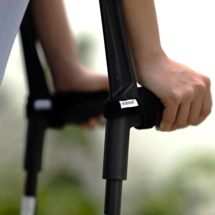 KMINA - Crutches with soft grip (x2 pieces), forearm crutches, orthopedic walking aids for adults, seniors, black - Made in Europe