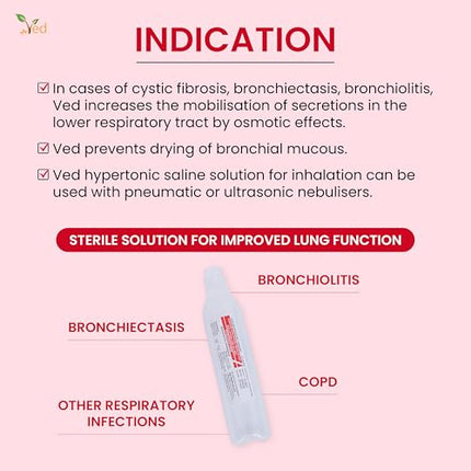 VED Hypertonic Inhalation Saline Solution, 3% Sodium Chloride (NaCl), 50 x 4.0 ml Single-Dose Vials for Adults and Children
