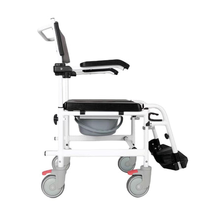 Akriva Mobile Aluminum Commode Chair - Mobile Commode Chair with Padded Seat and Bucket - Commode Wheelchair