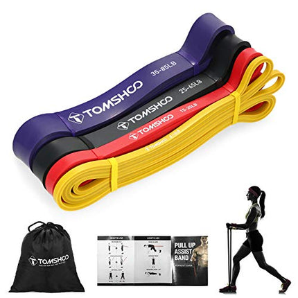 TOMSHOO Resistance Bands, 5 Pack, Skin-Friendly Latex Pull-Up Bands for Crossfit, Stretching, Powerlifting, Gym, Home, Yoga, Strength Training, Workout Bands for Men and Women