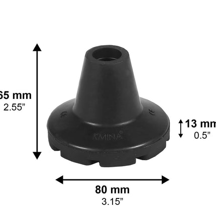 KMINA - Crutches rubber 19 mm, 18 mm, 17 mm (x2 pieces), rubber feet walking aid, rubber buffers walking sticks, black - Made in Europe.