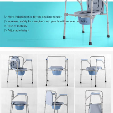 Morimoe Commode Chair for the Elderly, Height Adjustable Potty Chair, 3-in-1 Bedside Table, Easy to Move and Clean
