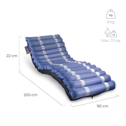 Mobiclinic® pro, Anti-decubitus mattress, Low-noise compressor, 200x90x22 cm, Complete anti-decubitus mattress set, Mobi 4, European brand, Mattress topper, Replacement cell, Up to 190 kg