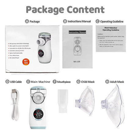 HITHINKMED Nebulizer for Adults and Children, Rechargeable Inhaler with Countdown Timer and Automatic Cleaning Function for Efficient Nebulization at Home and Travel