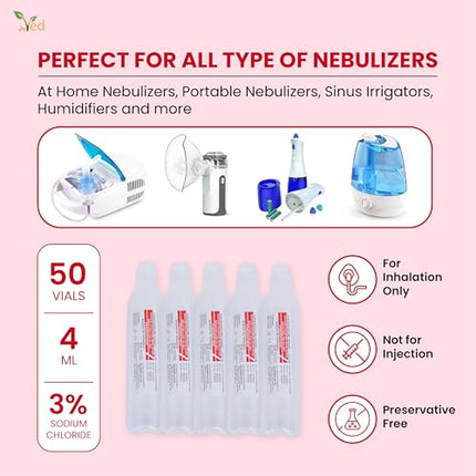 VED Hypertonic Inhalation Saline Solution, 3% Sodium Chloride (NaCl), 50 x 4.0 ml Single-Dose Vials for Adults and Children