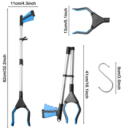 82 cm reacher, gripping tool with magnetic attachment for the elderly, foldable, for holding objects indoors and outdoors