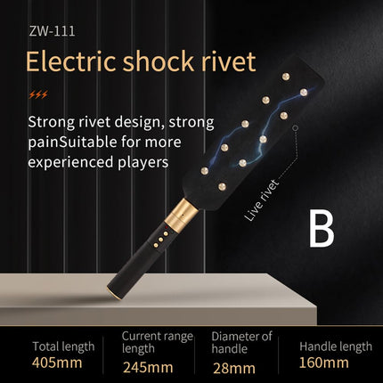 Guspiun Electro Stimulation Sex Paddle BDSM Bondage Fetish Leather Whip Adult Electro Shock Flogger Sex Toy Couples Torture Device Electric Whip SM Erotic Sex Games (B)