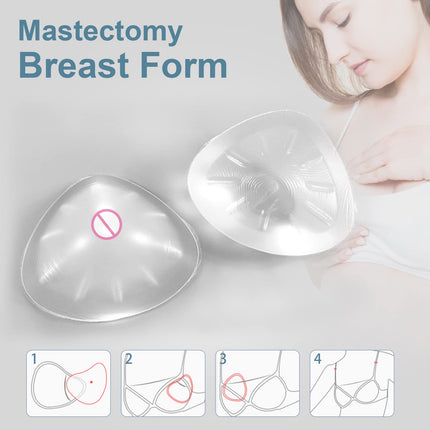 ONEFENG Mastectomy Silicone Prosthesis for Women, Triangle Breast Form Concave Prosthesis Silicone Breasts Bra Pad Enhancer Inserts Cup C (1 Piece)