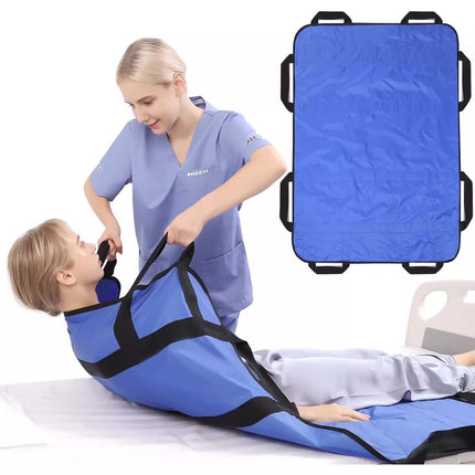Sliding sheet for bed transfer, transfer board for patient lift, 120 x 100 cm sliding sheet for bedridden people with handle, reusable, washable, aid for senior patients