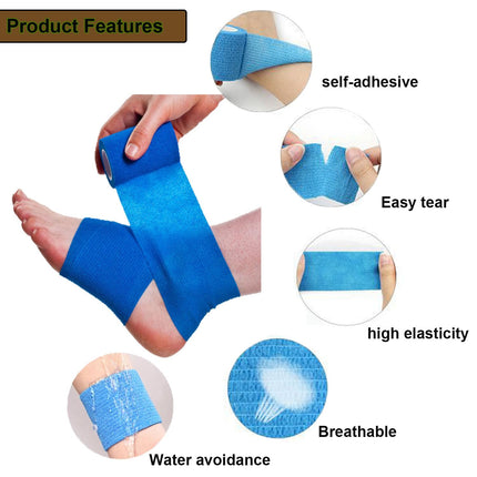 Self-adhesive bandage 12 rolls, 5 cm x 4.5 m plaster roll dressing material, elastic bandage bandage fixation bandage adhesive bandage self-adhesive for sports, wrist vet wrap cat dog horse (black)