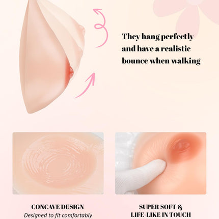 Minaky Silicone Breast Forms Breast Forms Self-Adhesive Breast Enhancement Crossdresser Cosplay Sex Change Lifelike Transvestite Transgender Unisex False Breasts, A Cup 300g/Pair