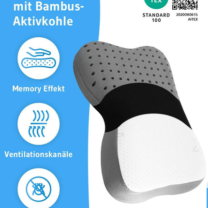 Re-Charge Intense Neck Pillow | Orthopedic Cervical Spine Side Sleeper Pillow | Ergonomic Memory Foam with Bamboo Activated Charcoal, Innovative Technology for Deeper Sleep, Recovery Pillow 50x30x12