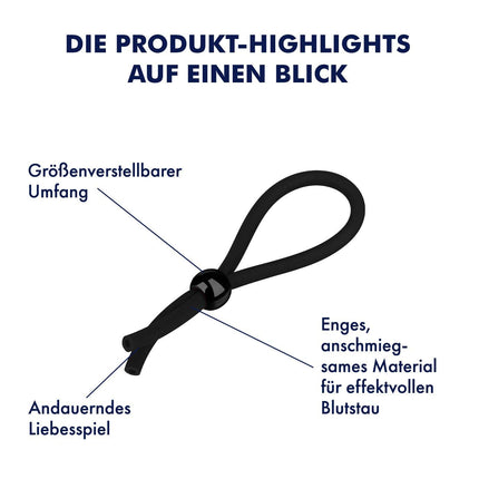 EIS Adjustable Silicone Penis Ring 1-6 cm | Stretchy Cock Ring for Men and Couples | Sex Toy for Penis and Testicles | Enlargement: up to 6 cm wide | Color: Black