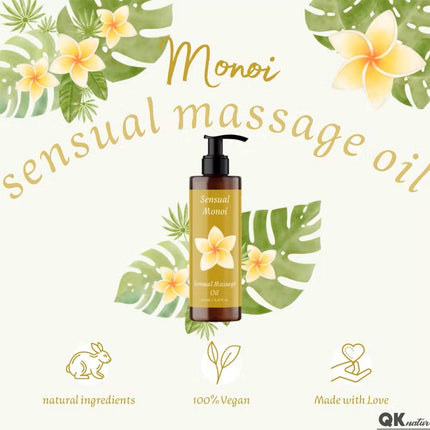 Sensual massage oil MONOI ORGANIC oil - 200ml - For body massages - Premium massage oil for enjoyable massages - Nourishing massage oil