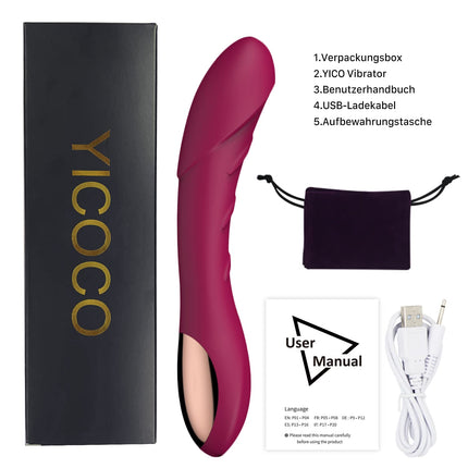 Silicone G-spot vibrator sex toy vibrators for her clitoris quiet, realistic dildo anal vibrator for women and couples with 12 vibration modes (red wine)