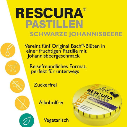 Bach RESCURA Bach Flower Pastilles Blackcurrant I 50 g I Bach Flower Mixture for on the go I formerly Rescue the Original