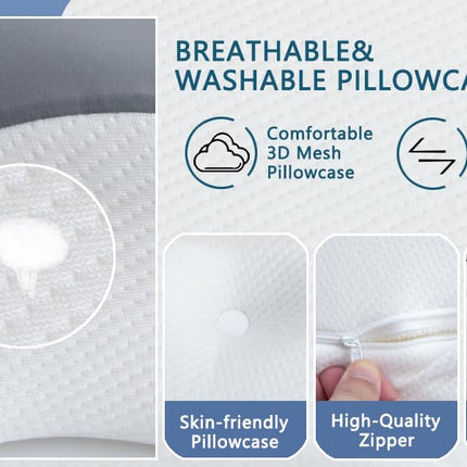 Cervical Pillow for Neck Pain Relief, Elegear Contour Memory Foam Pillow Ergonomic Neck Support for Side Back Stomach Sleepers