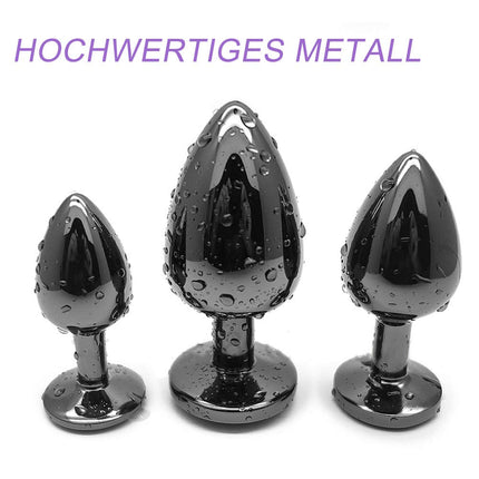 AllesCosy Anal Plug Butt Plug 3 Pieces Set Metal Anal Plug Dark Grey/Black Gunmetal Large Medium Small Anal Plug Sex Toy Suitable for Beginners for Women Men Couples