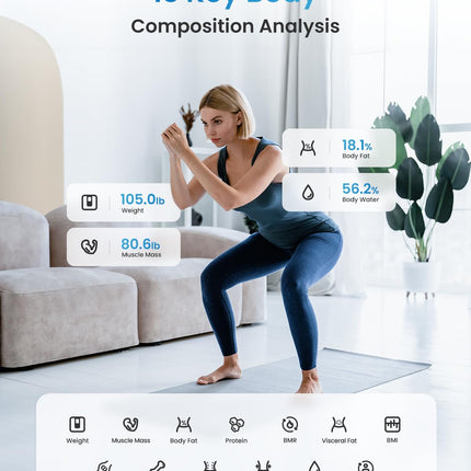 RENPHO Personal Scales, Body Fat Scales with App, 180 kg/400 lbs, Digital Bluetooth Body Analysis Scales for Body Fat, BMI, Muscle Mass, Protein, BMR, Black