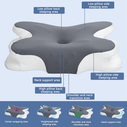Cervical Pillow for Neck Pain Relief, Elegear Contour Memory Foam Pillow Ergonomic Neck Support for Side Back Stomach Sleepers