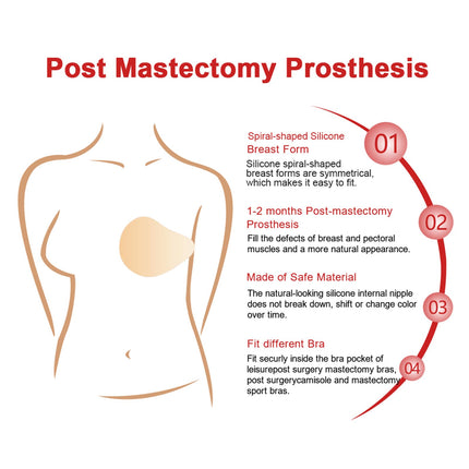 Mastectomy Prosthesis, Symmetrical Silicone Breast Form Prosthesis Left Breasts Silicone Breasts Bra Pad Enhancer Inserts (180g/A Cup/Left)