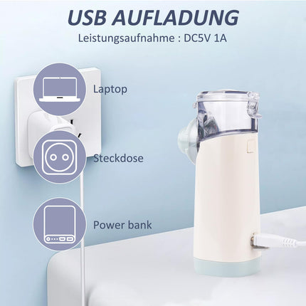 Inhalers for adults nebulizer inhaler children, quiet portable mesh nebulizer inhaler set USB rechargeable with mouthpiece and masks
