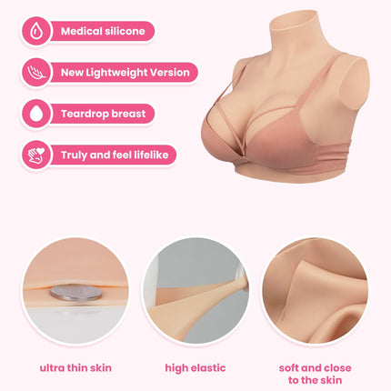 Minaky Silicone Breast Forms, Crossdresser Breasts, Fake Breasts, Realistic Silicone Breast Plates for Cosplay, Transgender Prosthesis, B Cup, Ivory