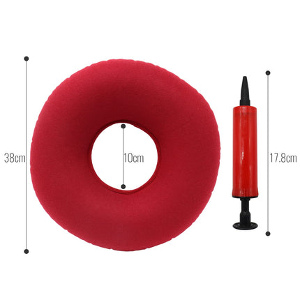 TUAKIMCE Inflatable Seat Cushion, Seat Cushion Orthopedic Ring Cushion Inflatable Hemorrhoids, Orthopedic Seat Cushion with Pump, Hardness Adjustable for Coccyx Decubitus Wheelchairs (Red)