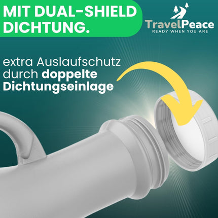 TRAVELPEACE® - Urinal Bottle - 3-in-1 Complete Set - with Comfort Hygiene Brush - incl. Privacy Bag - Urinal for Women and Men