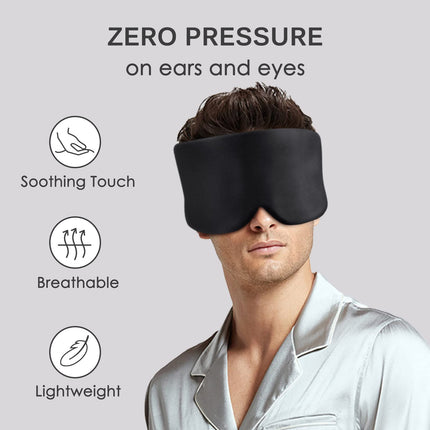 OLESILK 100% Mulberry Silk Sleep Mask Eye Mask with Adjustable Headband for Men and Women, Large Sleep Mask and Blindfold for Nighttime Sleep, Travel and Naps, Black