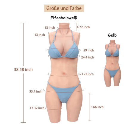 CYOMI Silicone Breast Forms Realistic Breast Plates With Catheter Silicone Bodysuit for Crossdresser Transgender Cosplay (Ivory White D Cup)