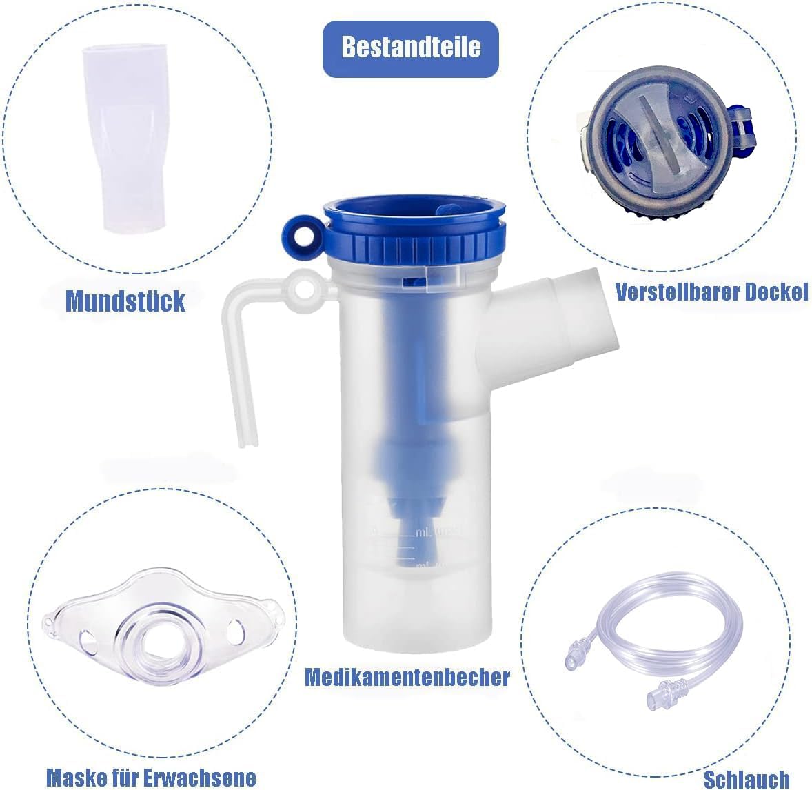 Zubehör für Inhaliergerät, Erwachsene Vernebler Luftschlauch Mundstück Filter, Geeignet für alle Arten von Vernebler Inhaliergerät.