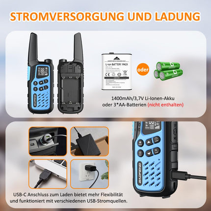 BAOFENG T25 PMR446 Radios License-Free 16 Channels CTCSS/DCS Dual Watch VOX Rechargeable Walkie Talkies with 1400mAh Battery for Adults and Kids for Adventure Hiking Cycling (2 PCS)